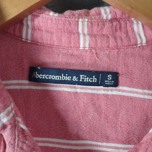 Abercrombie Fitch Womens Button Up Shirt S Pink‎ Striped Tie Front Casual Summer - Picture 6 of 11